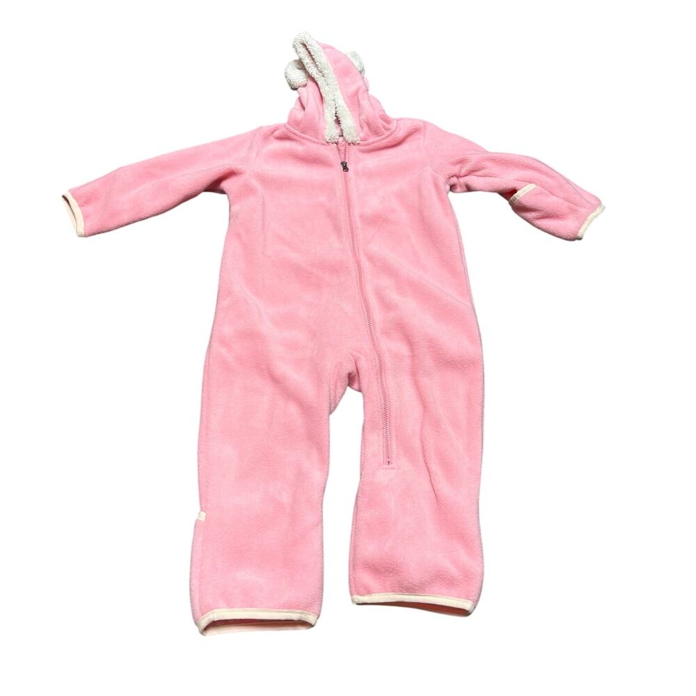 Columbia Pink White Faux Fur Trim Bunting 18-24 Mo One Piece Fleece Baby Bear